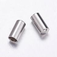 304 Stainless Steel Cord Ends, End Caps, Column, Stainless Steel Color, 8x4mm, Inner Diameter: 3mm(STAS-K146-004-4x8.5)