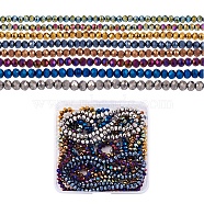 16 Strands 8 Colors Electroplate Transparent Glass Beads Strands, Full Plated, Faceted, Rondelle, Mixed Color, 6x5mm, Hole: 1mm, about 92~94pcs/strand, 17~17.5 inch(42.5~43.75cm), 2 strands/color(EGLA-CD0001-04)