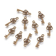 Tibetan Style Alloy Pendant, Skeleton Key, Lead Free, Cadmium Free and Nickel Free, Antique Bronze, about 23mm long, 9.5mm wide, 2mm thick, hole: 2mm(MLF8363Y-NF)