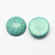 Craft Findings Dyed Synthetic Turquoise Flat Back Dome Cabochons, Half Round, Dark Cyan, 18x6mm(X-TURQ-S266-18mm-01)
