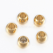 Ion Plating(IP) 304 Stainless Steel Beads, Round, Golden, 4x3mm, Hole: 2mm(STAS-H394-02G)