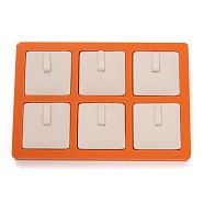 Resin Artificial Marble Finger Rings Display Tray, with 6 Grids PU Leather Holder, Jewelry Storage Box, Rectangle, Antique White, 15.5x10.5x1.4cm, Square: 42.5x42mm(AJEW-I048-01)