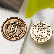 Golden Tone Wax Seal Brass Stamp Head, Flower with Letter Pattern, for Wax Seal Stamp, Letter H, 24x14mm, Inner Diameter: 7mm(DIY-B079-01G-H)