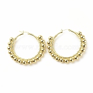 Real 18K Gold Plated Big Circle Big Circle Hoop Earrings, Round Beads Wire Wrap Hoop Earrings for Women, Gold, 48x51x6mm, Pin: 1.4x0.4mm(EJEW-C003-04B-RS)