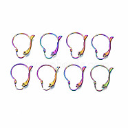 304 Stainless Steel Leverback Earring Findings, Ear Wire, Rainbow Color, 19x16x2.5mm, Hole: 1.4mm, Pin: 0.8mm(STAS-N098-003)
