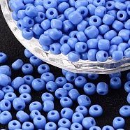 (Repacking Service Available) Glass Seed Beads, Opaque Colours Seed, Small Craft Beads for DIY Jewelry Making, Round, Cornflower Blue, 6/0, 4mm, about 12g/bag(SEED-C019-4mm-43B)