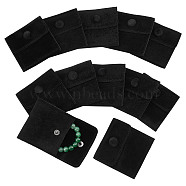 Square Velvet Jewelry Bags, with Snap Fastener, Black, 7x7x0.95cm(TP-NB0001-41A-02)