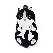 Acrylic Pendants, Cat Theme, Black, 38x20x2.2mm, Hole: 1.8mm(OACR-B023-01B-10)