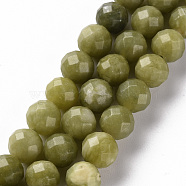 Natural Canada Jade Beads Strands, Round, Faceted, 8mm, Hole: 1.2mm, about 47pcs/strand, 14.57 inch(37cm)(G-S362-124E)