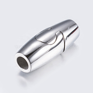 304 Stainless Steel Magnetic Clasps with Glue-in Ends, Column, Smooth, Stainless Steel Color, 21.5x8mm, Hole: 4mm(STAS-P181-36P)