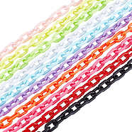 Elite 10 Strands 10 Colors Handmade Opaque Acrylic Cable Chains, Mixed Color, Link: 15x9x3mm, 39.37 inch(1m)/strand, 1strand/color(AJEW-PH0003-94)