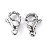 304 Stainless Steel Lobster Claw Clasps, Parrot Trigger Clasps, Stainless Steel Color, 9x6x3mm, Hole: 1mm(X-STAS-M262-01-9mm)