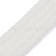 Imitation Jade Glass Beads Strands, Frosted, Barrel, WhiteSmoke, 8~8.5x6mm, Hole: 1mm, about 62pcs/strand, 14.96 inch(38cm)(GLAA-N002-8mm-01)