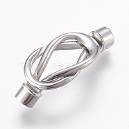 304 Stainless Steel Magnetic Clasps with Glue-in Ends, Smooth Surface, Stainless Steel Color, 44x18.5x8.5mm, Hole: 6mm(STAS-L189-13P)