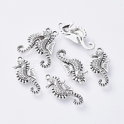 Tibetan Style Alloy Pendants, Sea Horse, Cadmium Free & Nickel Free & Lead Free, Antique Silver, 29x12x2.5mm, Hole: 2mm(TIBEP-5255-AS-FF)