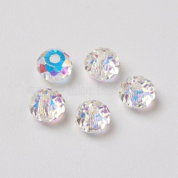 Electroplate Glass Beads, AB Color Plated, Faceted, Rondelle, Crystal AB, 4x3mm, Hole: 1mm(X-RGLA-L024-H-001AB)
