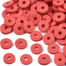 Handmade Polymer Clay Beads, Disc/Flat Round, Heishi Beads, Red, 6x1mm, Hole: 2mm, about 23500pcs/1000g(CLAY-R067-6.0mm-B30)