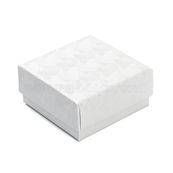 Cardboard Gift Box Jewelry Set Box, for Necklace, Bracelets, with Black Sponge Inside, Square, White, 7.5x7.5x3.6cm, Inner Diameter: 7x7cm(CBOX-F006-01)