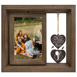 Double Sided Wooden Rotating Photo Frames with DIY Word Heart Charm, for Tabletop Decoration, Word Good Friend, Human, 210x230x15mm(DJEW-WH0076-005)