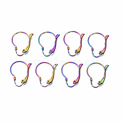304 Stainless Steel Leverback Earring Findings, Ear Wire, Rainbow Color, 19x16x2.5mm, Hole: 1.4mm, Pin: 0.8mm(STAS-N098-003)