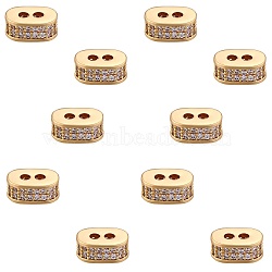 10Pcs Brass Clear Cubic Zirconia Multi-Strand Links, Nickel Free, Oval, Real 18K Gold Plated, 8x5.5x3.5mm, Hole: 1.4mm(FIND-SZ0005-90)