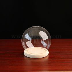 High Borosilicate Glass Dome Cover, Decorative Display Case, Cloche Bell Jar Terrarium with Wood Base, Clear, 150mm(DJEW-PW0001-22C-03)