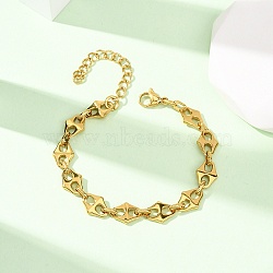304 Stainless Steel Rhombus Link Chain Bracelets for Women, Golden, 6.61 inch(16.8cm)(BJEW-F536-09G)