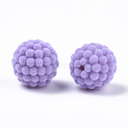 Flocky Acrylic Beads, Berry Beads, Waxberry, Lilac, 14mm, Hole: 1.5mm(OACR-S134-002F)