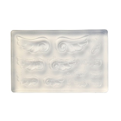 DIY Silicone Nail Art Decoration Accessories Molds, Resin Casting Molds, for UV Resin, Epoxy Resin Craft Making, Clear, Wing, 34.5x54x6.5mm, Inner Diameter: 7~18x3~8.5mm(SIMO-G003-01G)