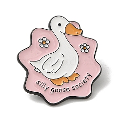 Cartoon Goose Theme Enamel Pin, Electrophoresis Black Zinc Alloy Brooch, Duck, 30x28.5x1.5mm(JEWB-Q042-02C)