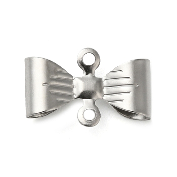 Non-Tarnish 304 Stainless Steel Connector Charms, Bowknot Links, Stainless Steel Color, 7.5x11.5x3mm, Hole: 0.5mm