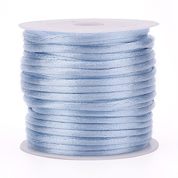 Nylon Cord, Satin Rattail Cord, for Beading Jewelry Making, Chinese Knotting, Aqua, 2mm, about 10.93 yards(10m)/roll