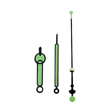 Aluminum Long Shaft Clock  Pointer, Clock Hands for Replacement Clock, Green, 60-135x8~15x1.5~7mm, hole: 3.3~5.5mm, 3Pcs/set
