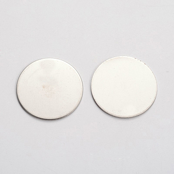 Stainless Steel Stamping Blank Tag Cabochons, Flat Round, Stainless Steel Color, 30x1mm