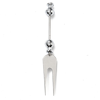 201 Stainless Steel Tableware, Beadable Flatware, with Alloy Findings, Fork, Stainless Steel Color, 153x22x16mm