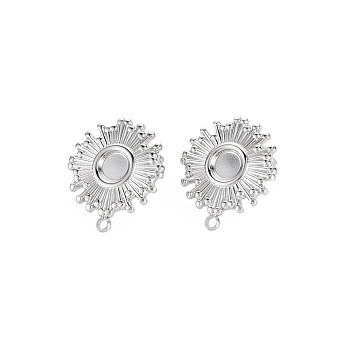 304 Stainless Steel Stud Earring Findings, Earring Setting for Enamel, with Ear Nuts and Loops, Flat Round, Stainless Steel Color, 19x16mm, Hole: 1.6mm, Pin: 0.7mm, Tray: 4.5mm