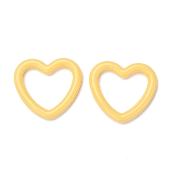 Opaque Acrylic Linking Rings, Heart, Yellow, 27x30x3.5mm, Inner Diameter: 21x21.5mm