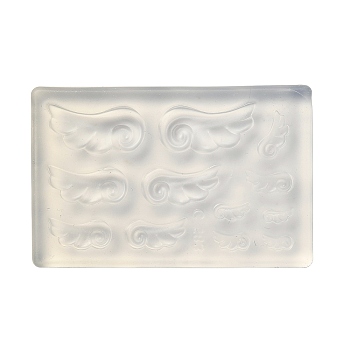 DIY Silicone Nail Art Decoration Accessories Molds, Resin Casting Molds, for UV Resin, Epoxy Resin Craft Making, Clear, Wing, 34.5x54x6.5mm, Inner Diameter: 7~18x3~8.5mm