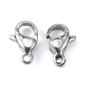304 Stainless Steel Lobster Claw Clasps, Parrot Trigger Clasps, Stainless Steel Color, 9x6x3mm, Hole: 1mm