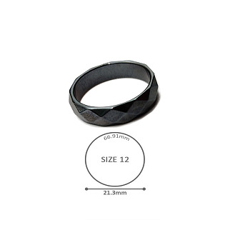 Synthetic Hematite Plain Band Rings, Inner Diameter: 21.3mm