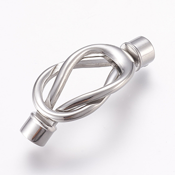 304 Stainless Steel Magnetic Clasps with Glue-in Ends, Smooth Surface, Stainless Steel Color, 44x18.5x8.5mm, Hole: 6mm