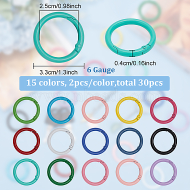 30Pcs 15 Colors Zinc Alloy Spring Gate Rings(FIND-FH0005-87B)-2