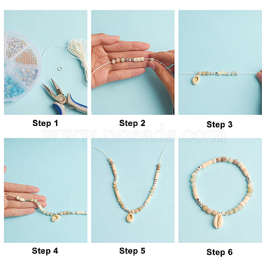 ARRICRAFT DIY Natural Shell & Gemstone Stretch Bracelet Making Kit(DIY-AR0002-51)-3