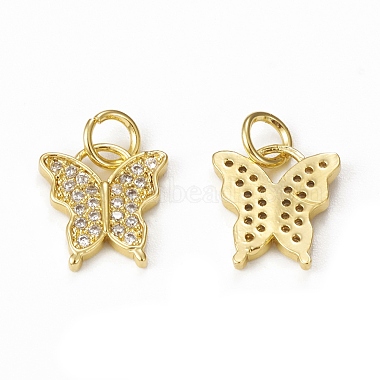 Golden Clear Butterfly Brass+Cubic Zirconia Charms