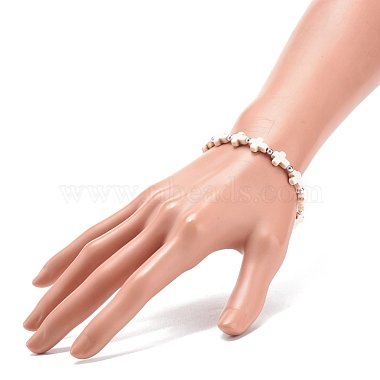 bracelet extensible en perles croisées turquoise synthétique (teint)(BJEW-JB08450-04)-3