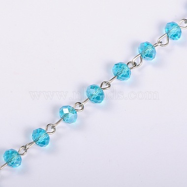 Handmade Rondelle Glass Beads Chains for Necklaces Bracelets Making(AJEW-JB00038)-2
