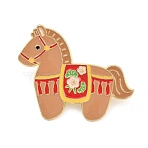 Horse Enamel Pins, Alloy Lapel Pin Backs for Backpack Clothes, Light Gold, Sandy Brown, 28x34.5mm(JEWB-L023-05C-G)