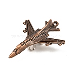 Tibetan Style Alloy Big Pendants, Airplane Charms, Red Copper, 56x43.5x18mm, Hole: 2x3mm(AL-CBA2376-16R)
