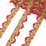 Metallic Polyester Lace Ribbon, Garment Accessory, with Paillette, Medium Violet Red, 1-3/8 inch(34mm), about 9.30 Yards(8.5m)/Roll(OCOR-WH0077-66A)