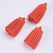 Faux Suede Tassel Pendant Decorations, Coral, 33x13~15mm, Hole: 3~4mm(FIND-P028-018)